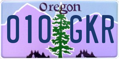 OR license plate 010GKR