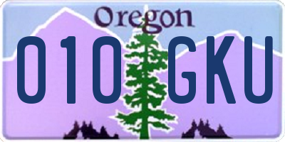 OR license plate 010GKU