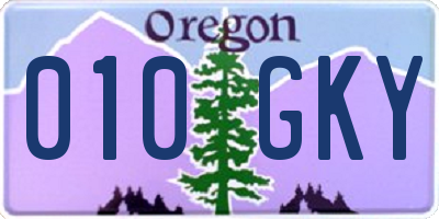 OR license plate 010GKY