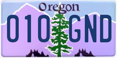 OR license plate 010GND