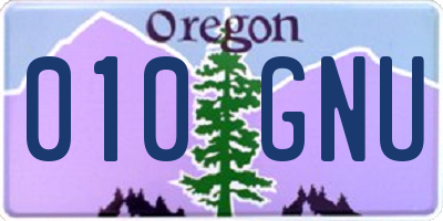 OR license plate 010GNU