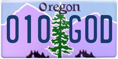OR license plate 010GOD