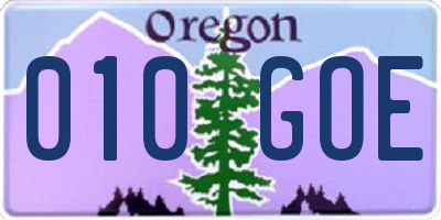 OR license plate 010GOE