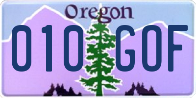 OR license plate 010GOF