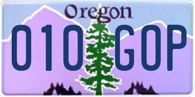 OR license plate 010GOP