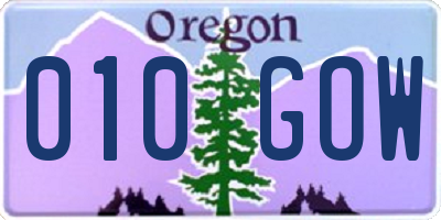 OR license plate 010GOW