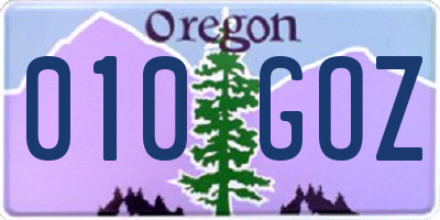 OR license plate 010GOZ