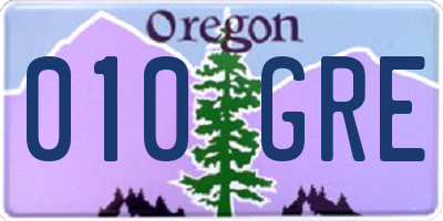 OR license plate 010GRE