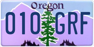 OR license plate 010GRF