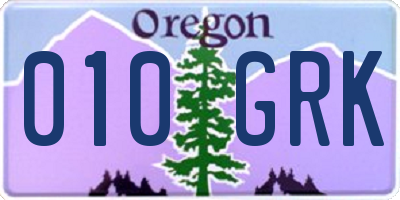 OR license plate 010GRK