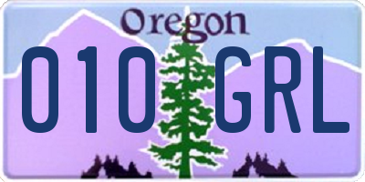 OR license plate 010GRL