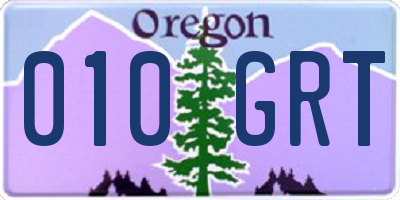 OR license plate 010GRT