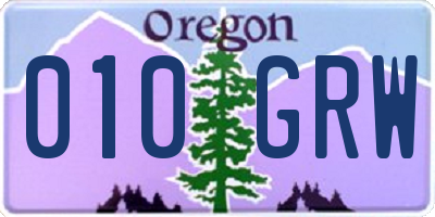 OR license plate 010GRW
