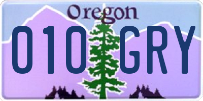 OR license plate 010GRY