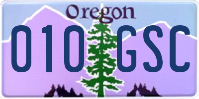 OR license plate 010GSC
