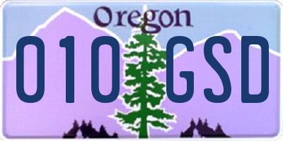OR license plate 010GSD