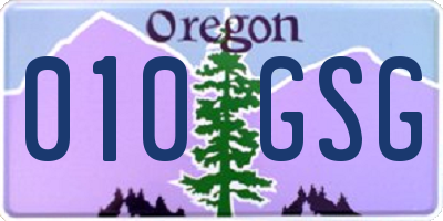 OR license plate 010GSG