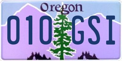 OR license plate 010GSI