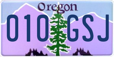 OR license plate 010GSJ