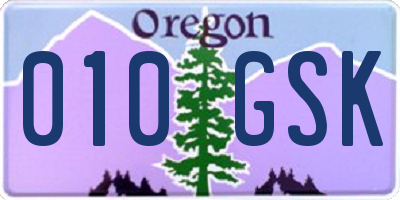 OR license plate 010GSK
