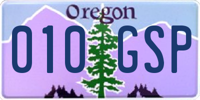 OR license plate 010GSP