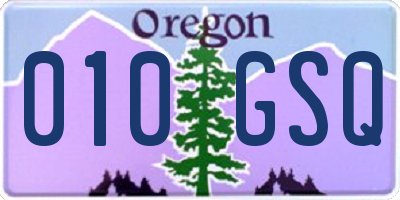 OR license plate 010GSQ