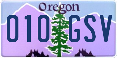 OR license plate 010GSV