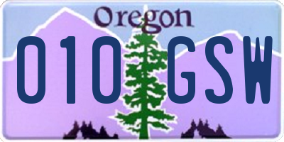 OR license plate 010GSW