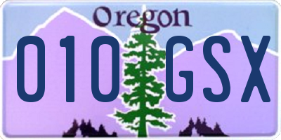 OR license plate 010GSX
