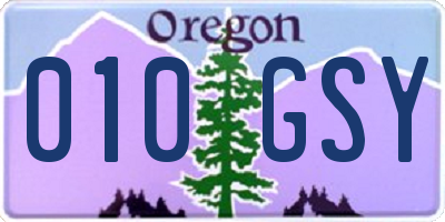 OR license plate 010GSY