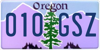 OR license plate 010GSZ