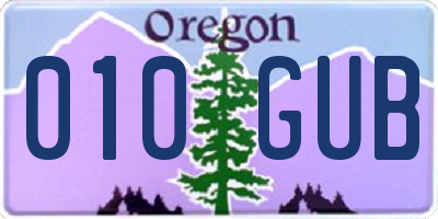 OR license plate 010GUB