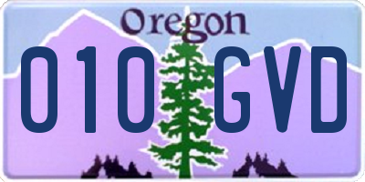 OR license plate 010GVD
