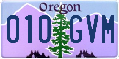 OR license plate 010GVM