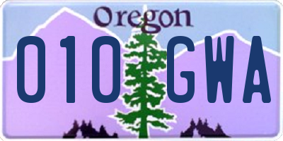 OR license plate 010GWA