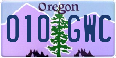 OR license plate 010GWC