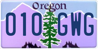 OR license plate 010GWG