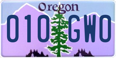 OR license plate 010GWO