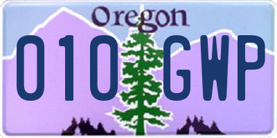 OR license plate 010GWP