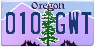 OR license plate 010GWT