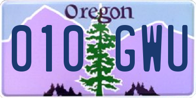 OR license plate 010GWU