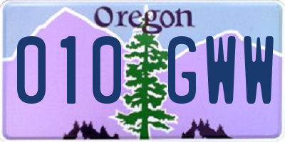 OR license plate 010GWW