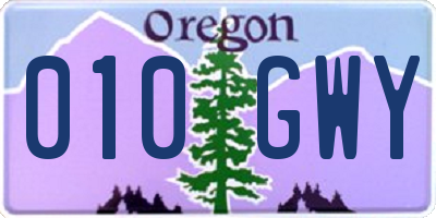 OR license plate 010GWY