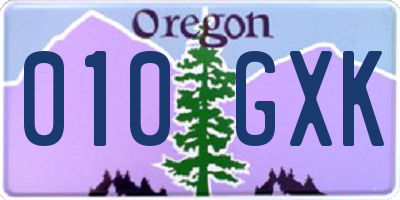 OR license plate 010GXK