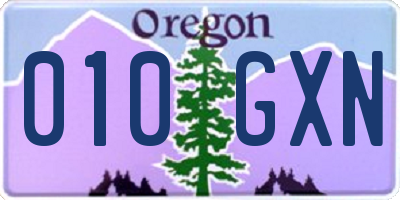OR license plate 010GXN
