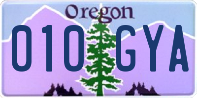 OR license plate 010GYA