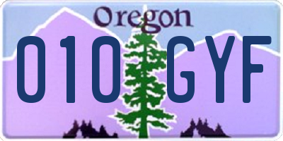 OR license plate 010GYF