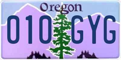 OR license plate 010GYG