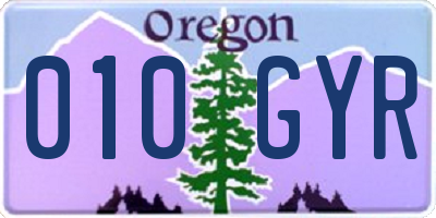 OR license plate 010GYR