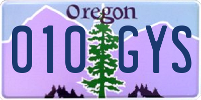 OR license plate 010GYS